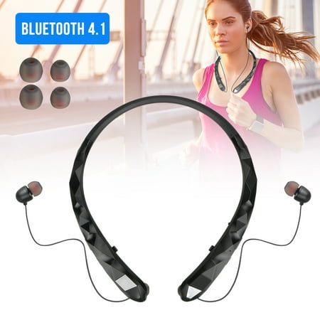 EEEKit Wieless Bluetooth Headphones, Retractable Stereo Headset with Mic, Neckband Earbuds Sweatproof Noise  