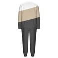 thumbnail image 7 of AINIYS Womens Pjs 2 Piece Crewneck Long Sleeve Pullover Pajamas Cuffed Pants Soft Color Block Sleepwear Casual Loungewear Sets Khaki Pajamas for Women _j L, 7 of 7
