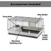 Ferplast Krolik Rabbit Cage | 39.4L x 23.6W x 19.7H Inches | Gray & Black
