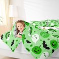 thumbnail image 3 of Feelyou Happy Halloween Ghost Pumpkin Twin Bedding, Cute Bat Rainbow Bedding Comforter Set, Green, Halloween Reversible, 7pcs, 3 of 7