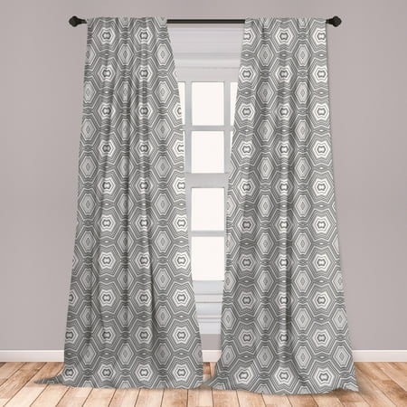 White And Grey Curtain Panels Grey and White Curtains 2 Panels Set, Abstract Pattern with Lots of Triangular Elements a Greyscale of Forms, Window Drapes for Living Room Bedroom, White and Grey, by Ambesonne ()