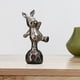 thumbnail image 4 of Artesanía escultura de animales pequeños estatuilla decoraciones galvanoplastia para mesitas de noche, superficie de repisa de chimenea artesanía Conejo en fútbol Soledad sostenedor del estante, 4 of 9