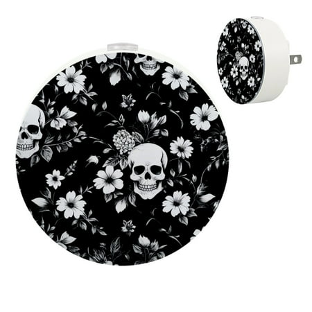 

Night Light Night Lights Plug into Wall Dusk to Dawn Sensor White Led Night Light 2 Pack Nightlight for Bedroom Bathroom Hallway Kitchen Skull Gray Gothic Style Retro