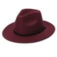 thumbnail image 2 of Ausyst Hats Clearance! Womens Fashion Classic Wide- Floppy Panama Hat Belt Buckle Wool Fedora Hat, 2 of 3