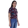 thumbnail image 3 of Moomaya Haut Court Imprimé pour Femmes Été Décontracté Col Zippé Tee T-Shirts, 3 of 7