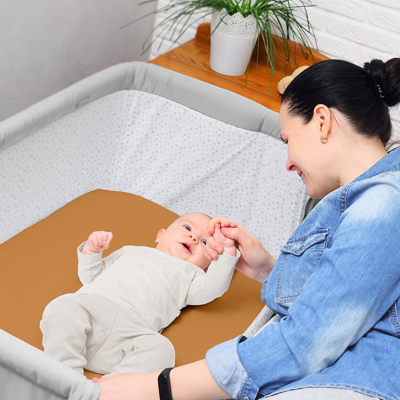Sweet Jojo Designs Boho Sun Orange and White Baby Bassinet Fitted Sheets 2 Piece Set
