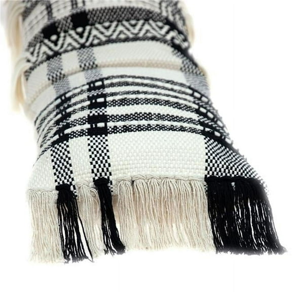 35 x 12 x 4 in. Black & White Geo Long Lumbar Throw Pillow