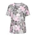 thumbnail image 1 of Snoarin Hauts de Travail d'Été Grande Taille pour Femmes Manches Courtes Col Rond Hauts Uniforme de Travail Imprimé Ample avec Poches Blouse Uniformes de Travail pour Femmes en Liquidation, 1 of 4