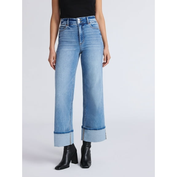 Sofia by Sofia Vergara Women's and Women's Plus Margot Wide Crop Super High Rise Jeans, 27" Inseam, Sizes 0-28