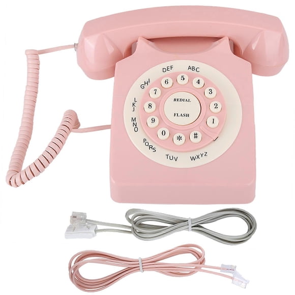Vintage High Definition Corded Telephone for Home and Office, Pink