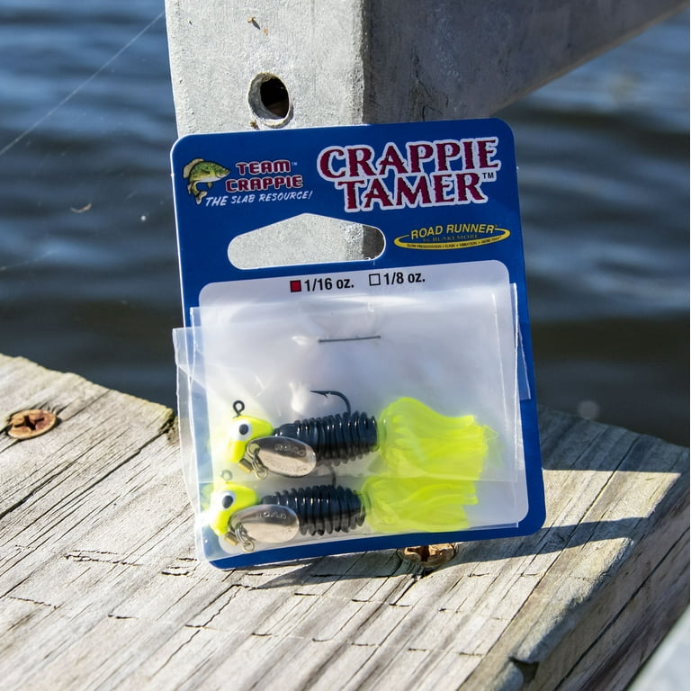 Crappie X Tractor – Twin Paddle Tail, Ribbed Underbelly Mounted on a Road  Runner Head – TTI Blakemore