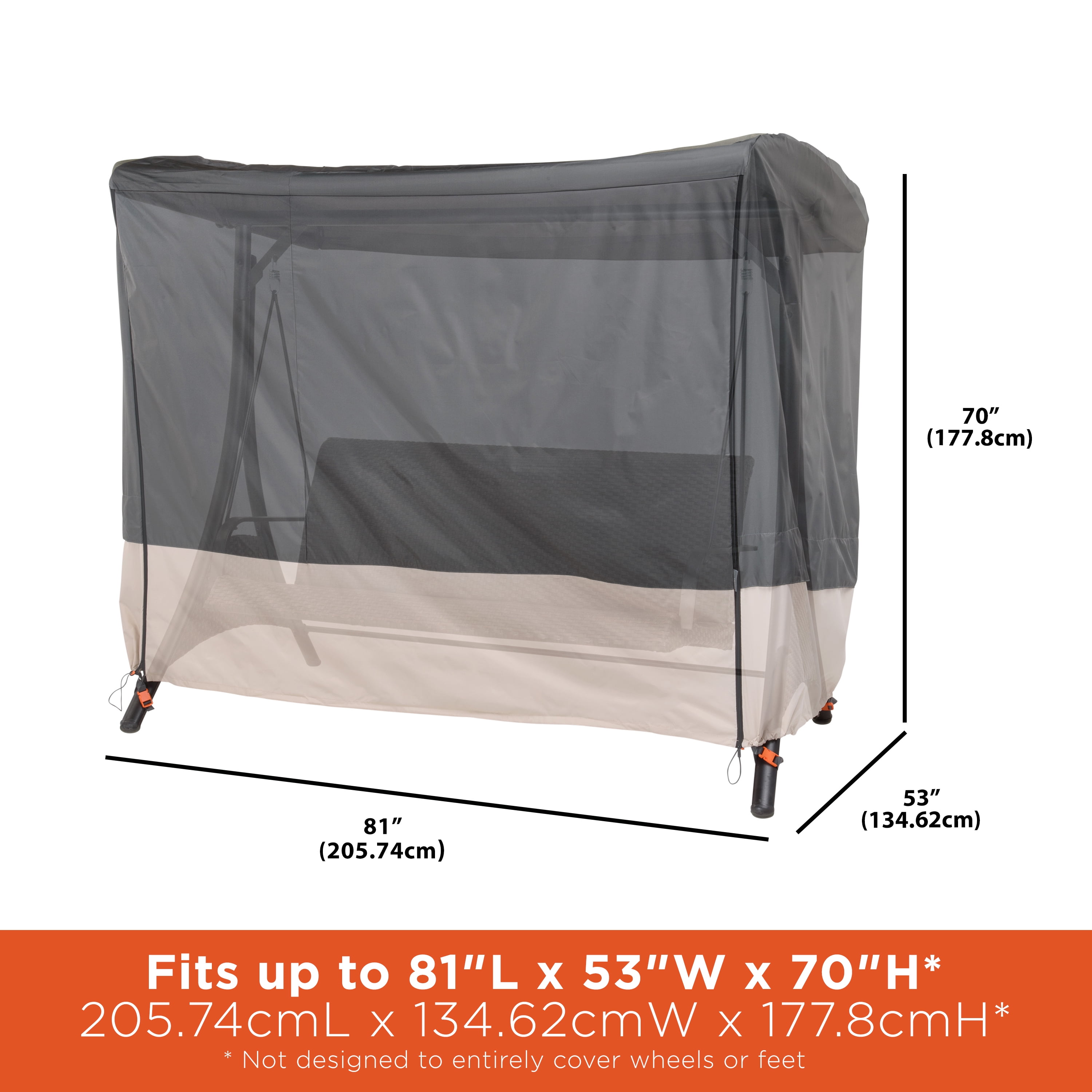 Modern Leisure Renaissance Patio Swing Cover, 81"L x 52"W x 70"H, Gray