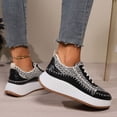 thumbnail image 5 of Dakaela Womens Platform Fashion Sneakers Canvas Walking Running Shoes Sequin Casual Flats White 9, 5 of 7