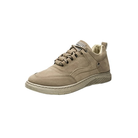 

Kesitin Men Sneakers Lace Up Skate Shoes Comfort Work Boots Non-Slip Breathable Flats Walking Sport Ankle Boot Light Coffee 8.5