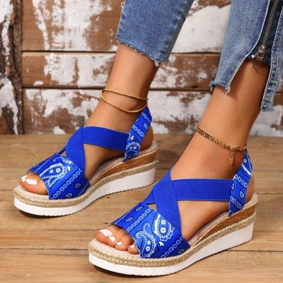 Vedolay Women's Platform Sandal Sandals for Women 2023 Summer Open Toe Ankle Strap Platform Casual Strappy on Sandals,Light Blue 8.5