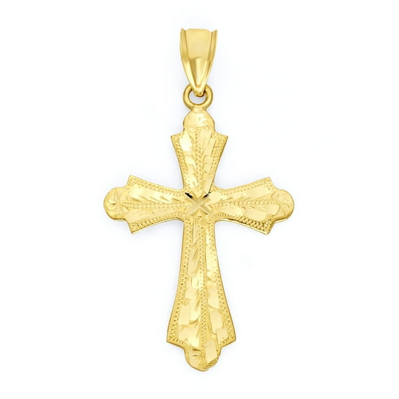 14k Solid Gold Pointed Cross Pendant for Necklace, Christian Jewelry, Baptism Gift for Him or Her