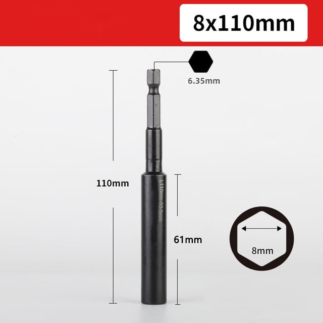 110mm Deepen Socket Wrenches Hexagon Nut Driver Drill Bit H8-H14 Sleeve Adapter