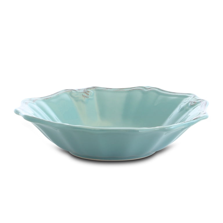 Elama Fleur De Lys 20-Piece Dinnerware Set, Turquoise photo 4