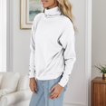 thumbnail image 7 of Sweaters For Women Turtleneck Solid Color Cufflink Loose Long Sleeve Casual O Neck Knit Pullover Sweater Tops, 7 of 7