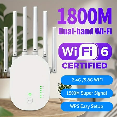 WiFi 6 Extender & Router, 1200Mbps Dual-Band 5GHz/2.4GHz, 100Mbps WAN/LAN, Long Range Coverage, Repeater/Router Modes for Computer