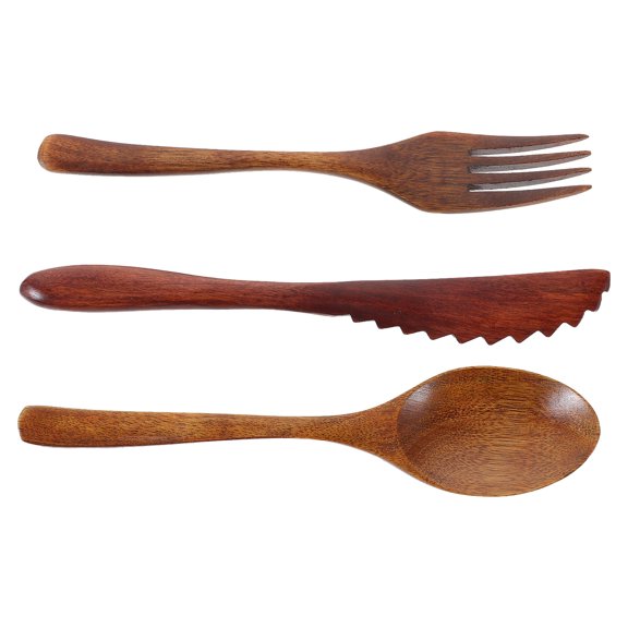 Reusable Wooden Cutlery Set with Fork, Spoon, Salt Spoon, Flatware Utensils for Travel and Everyday Use