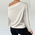 thumbnail image 3 of tarylea Going out Tops for Women Satin One Shoulder Long Sleeve Tops Solid Color Fitted Shirts Casual Dressy Trendy Cute Tops, 3 of 6