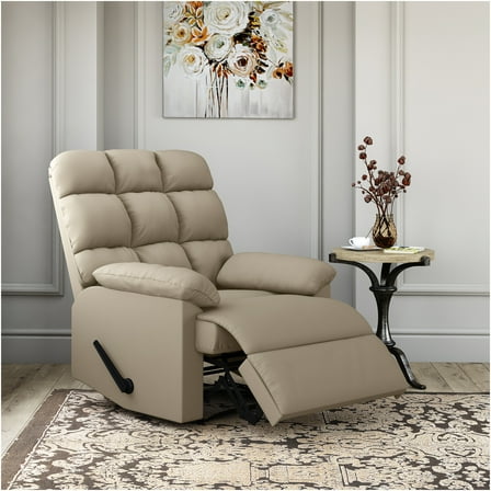 JERFIT Granada Microsuede Recliner Chair, Single Seater Sofa with Padded Armrests, Push-Back Reclining Mechanism, for Living Room, Home Theater, Khaki