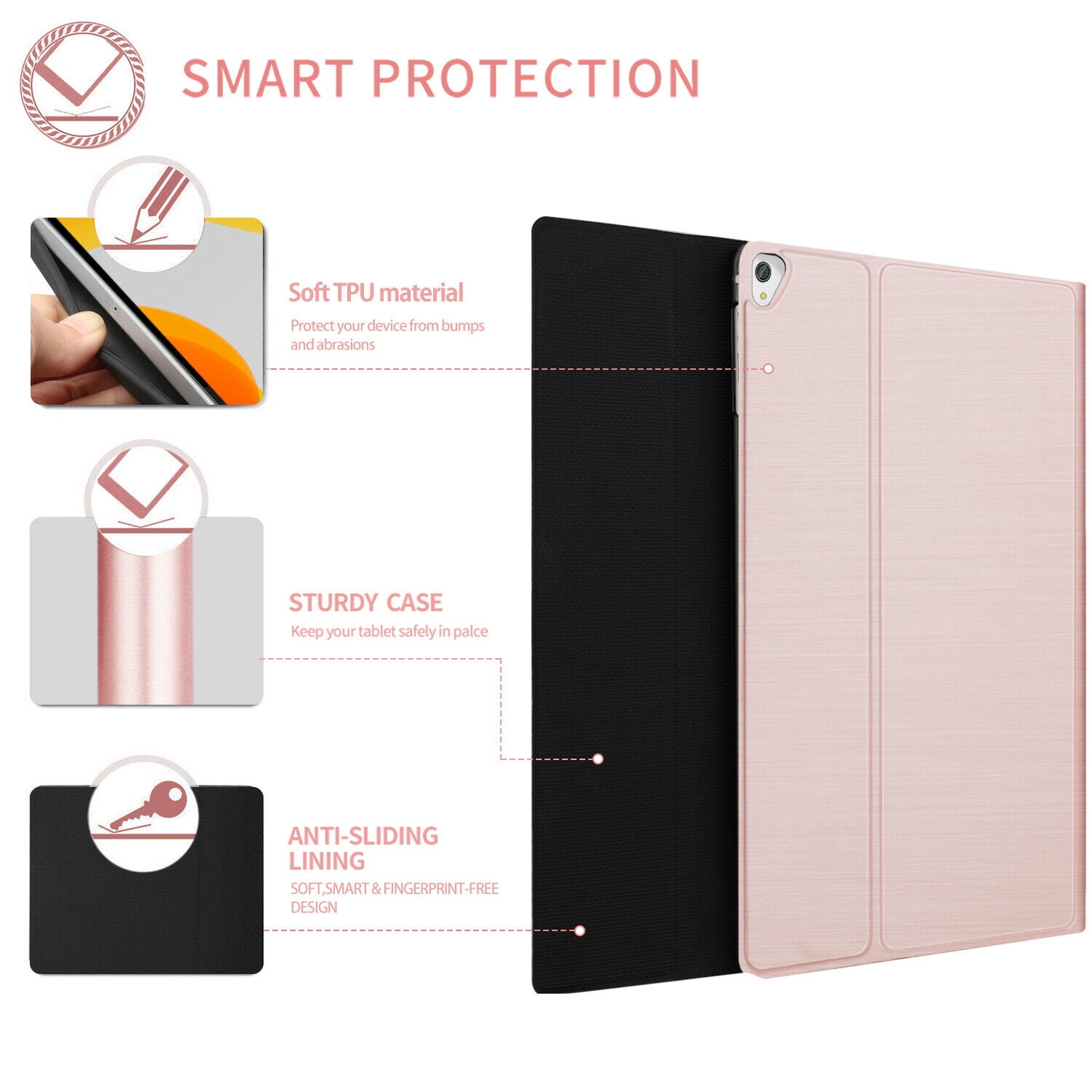 Kvago iPad Backlit Keyboard Case for iPad 10.2" 9th Gen 2021/8th Gen Air3 iPad Pro 10.5" Built-in Pencil Holder Backlit Keyboard Auto Sleep/Wake Function (Rose Gold)