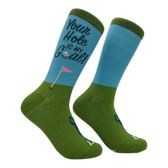 Your Hole Is My Goal Socks Funny Sarcastic Golfing Graphic Novelty Footwear for Men