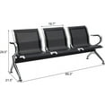 thumbnail image 3 of Kinsuite Waiting Room Chairs with Arms - 3-Seat Waiting Room Bench Airport Reception Bench, Lobby Bench Seating Office Bench Waiting Area Chairs for Airport Business Hospital Market, Black, 3 of 8