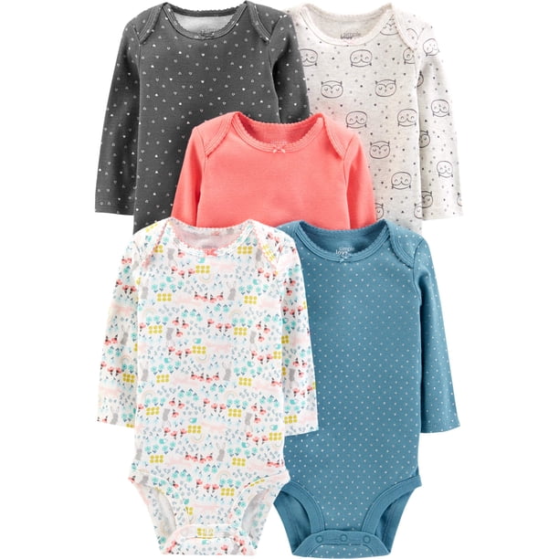 Body Simple Joys de Carter's Baby Girls, paquete de 5 unidades, 12 meses
