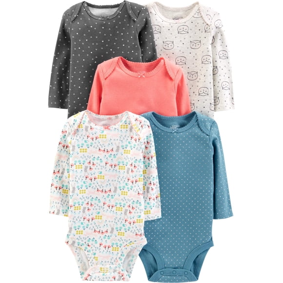 Body Simple Joys de Carter's Baby Girls, paquete de 5 unidades, 12 meses