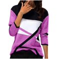 thumbnail image 1 of FAIWAD Women's Color Block Geometric Patchwork Print Tops Long Sleeve Round Neck Spring Summer Tops, 1 of 3