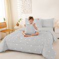 thumbnail image 4 of Manfei Lovely Stars 7-Piece Twin Bedding,Cute Cartoon Polka Dot Bedding Comforter Set,Light Gray,Light Gray Reversible, 4 of 7
