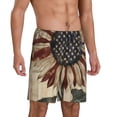 thumbnail image 2 of Tideii USA Sunflower Flag Print Men's Short Pajama Pants, Elastic Pocket Summer Pajama Pants Sleepwear, Lounge Pants-Large, 2 of 6