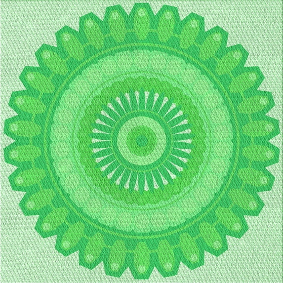 Ahgly Company Machine Washable Indoor Square Transitional Neon Green Area Rugs, 7' Square