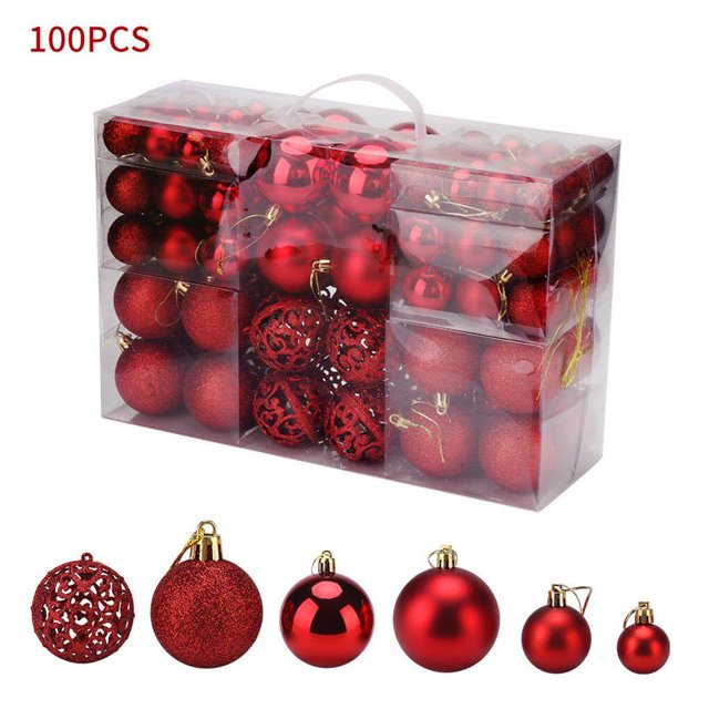 Matsuzay 100 Uds. Bola de plástico con purpurina navideña DIY suministros de decoración para fiesta de Navidad bolas de regalo 3cm-6cm Kits de decoración para fiestas Rojo Matsuzay HA024849-01