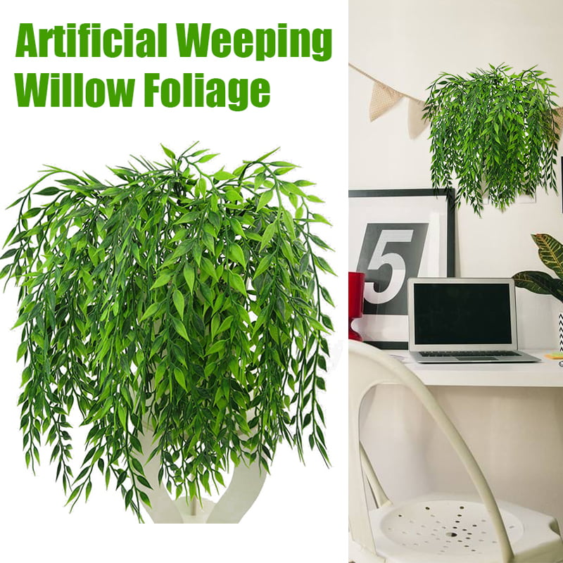 1x Artificial Ivy Leaves Plants Weeping Willow Vine Home Wall-mounted Decor 