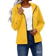 thumbnail image 4 of YABCSAZ Women's Packable Water-Repellent Windbreaker Lightweight Long Sleeve Hooded Full-Zip Jacket with Pockets for Outdoor Travel Hiking Everyday Wear Yellow, Gifts for Women, 4 of 8