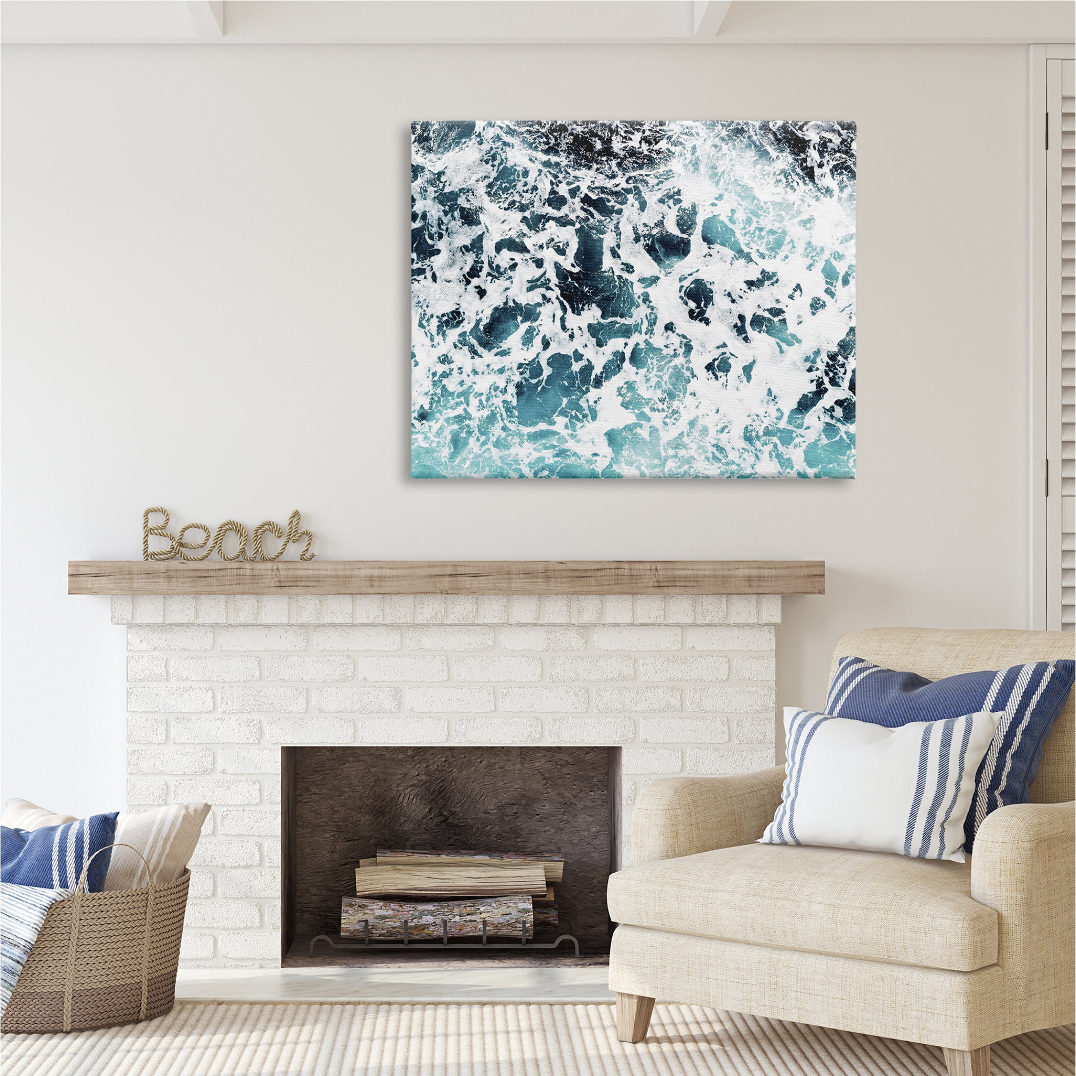 Stupell Industries Abstract Ocean Foam Pattern Nature Painting Gallery Wrapped Canvas Print Wall Art, 48 x 36
