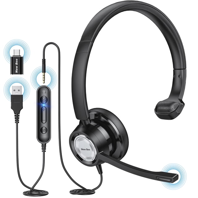 Auriculares New bee H365 USB con micrófono para PC y ordenador