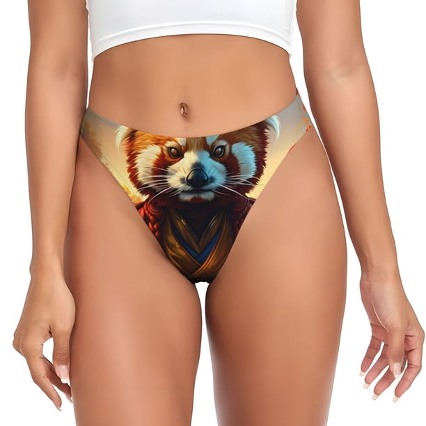 Balery Prairie Meditating Raccoon Tangas de Algodón para Mujer con Estampado – Ropa Interior Sexy, Transpirable, G-string-Small