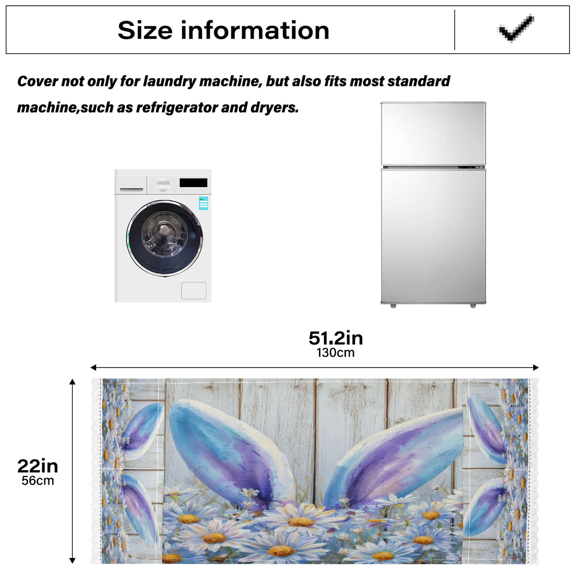 Wobogo Bunny Ears Daisy Washing Machine Cover Dustproof Washer Dryer Cover Waterproof Laundry Room Decorative Protector