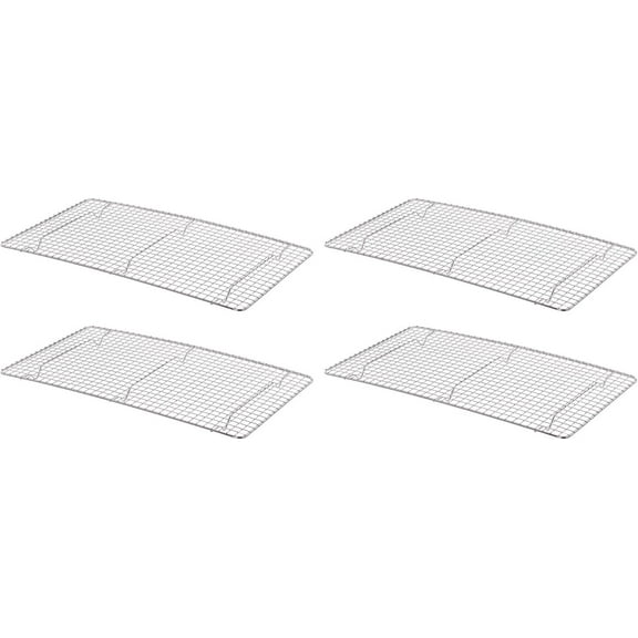 TrueCraftware- Set of 4 Full Size Chrome Plated Wire Pan Grate- Cooling Racks 18" x 10"- Fits Full Size Sheet Cookie Pans Cooling Rack Baking Cooking