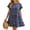 Dark blue, variant on Floral Printed Womens Ruffles Boho Babydoll Loose Swing Casual Short Mini T-Shirt Dress