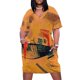 thumbnail image 2 of Vestido náutico náutico de Kandinsky de Capricious vestido naranja con bolsillo suelto vestido de cumpleaños vestido de fiesta de lujo para mujer, 2 of 7