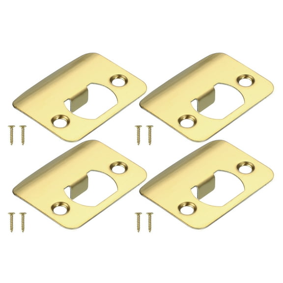 Uxcell Door Strike Plate, Round Corner Extended Lip Strike Plate, Universal Security Latch Strike Deadbolt Gold