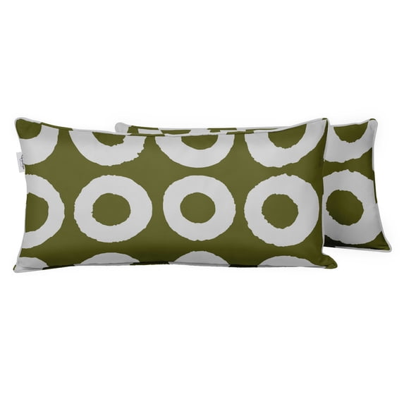 VargottamIndoor/OutdoorPolyester FabricLumbarPillowCover With Insert,All-Weather Waterproof Rectangular Cushion for Patio Furniture,12" x 24"Set of 2 -Geometric-66