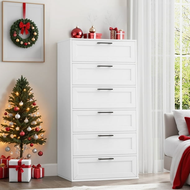 tall thin white dresser Furnulem for Bedroom,Vertical Storage Tower Unit and End Table with 6 Fabric Drawers, Nightstand Furniture with Drawer Organizer in Living Room,Closet,Entryway,Hallyway : Home & Kitchen The Blaire Collections simple yet sleek design elevates the look of any space Tall White Dresser for Bedroom,
