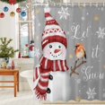 thumbnail image 6 of Christmas Snowman Bird on Grey Shower Curtain for Bathroom, Gold Snowflakes Seamless Waterproof Shower Curtains Washable Quick Dry with Hooks Bathtub Curtains 72x72IN, 6 of 9